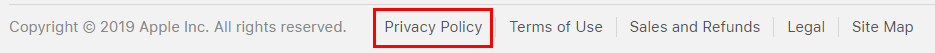 Privacy Policy in Footer of Apple.com